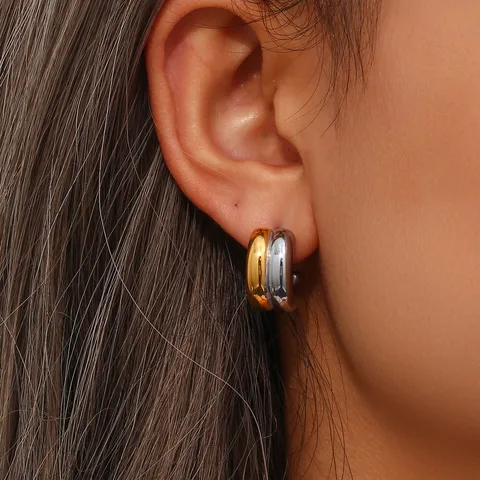 Double Tone Mini Earrings