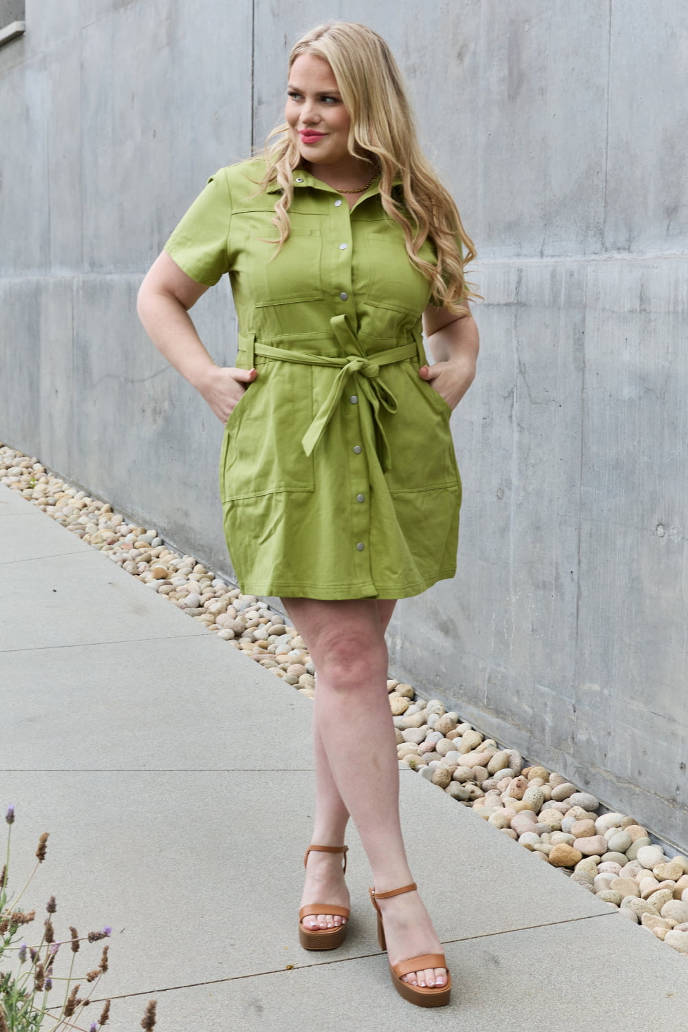 Olive Button Down Dress